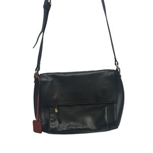 INNUE Italy Black Leather Crossbody Bag 11.5” X 9”